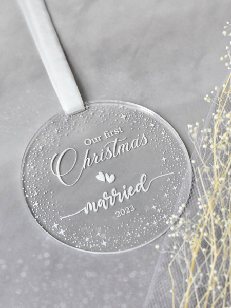 Round Our first Christmas Married Ornament