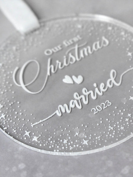 Round Our first Christmas Married Ornament