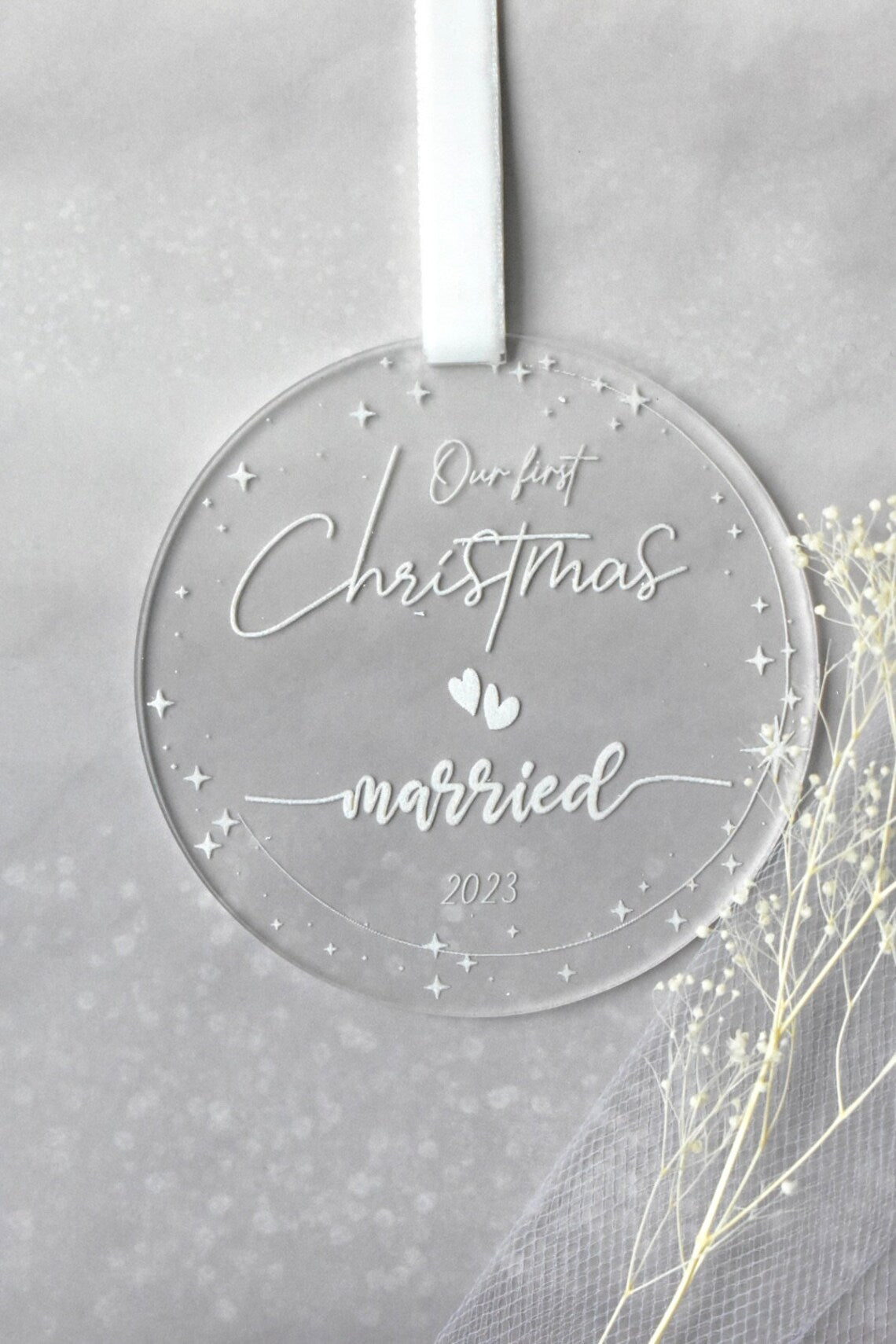 Round Our first Christmas Married Ornament