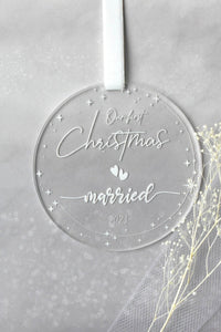 Round Our first Christmas Married Ornament