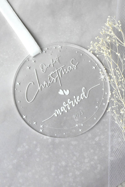 Round Our first Christmas Married Ornament