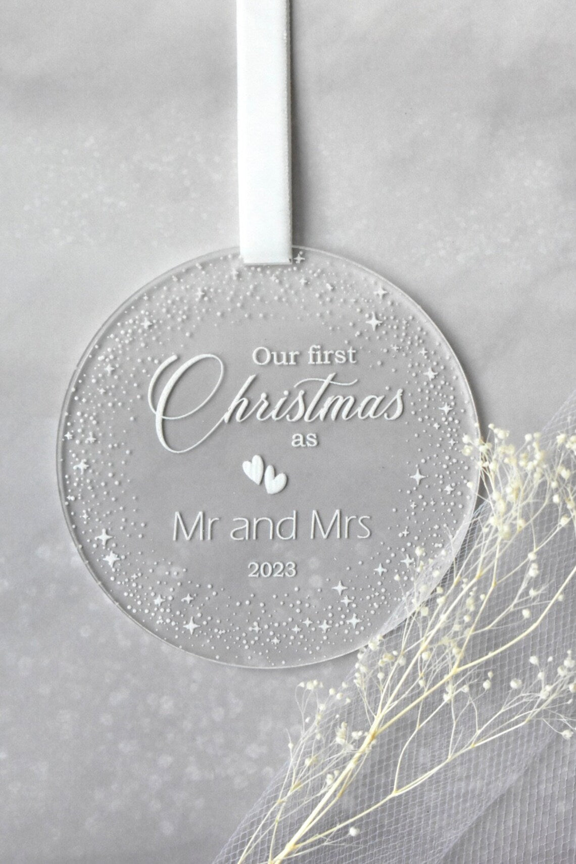 Round Our first Christmas as Mr and Mrs Ornament