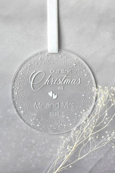 Round Our first Christmas as Mr and Mrs Ornament