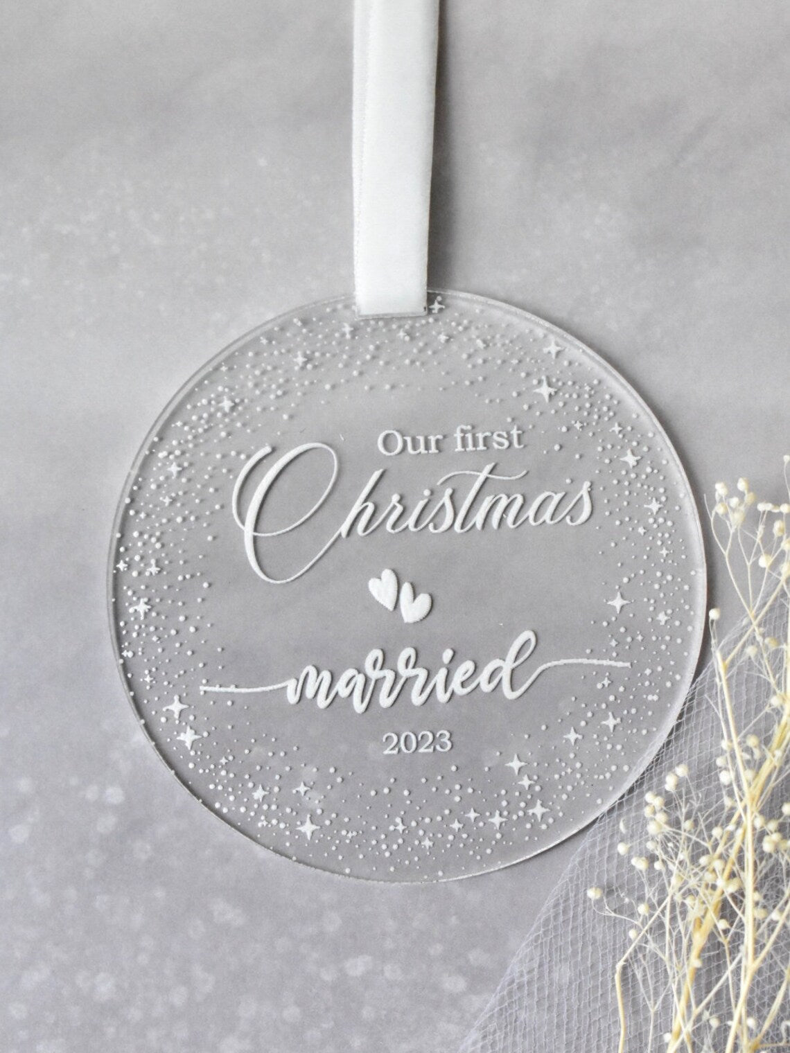 Round Our first Christmas Married Ornament