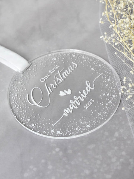 Round Our first Christmas Married Ornament