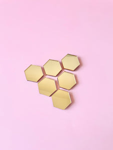 Hexagon - gold mirror magnets